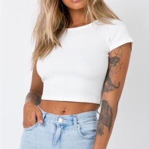 PRINCESS POLLY Classic White Ribbed Top
